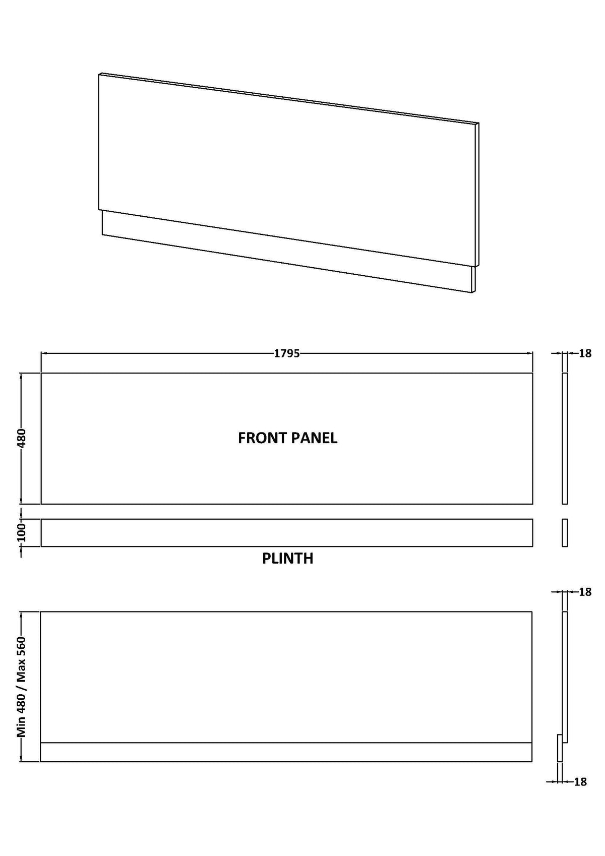 Front Panel & Plinth 1800mm