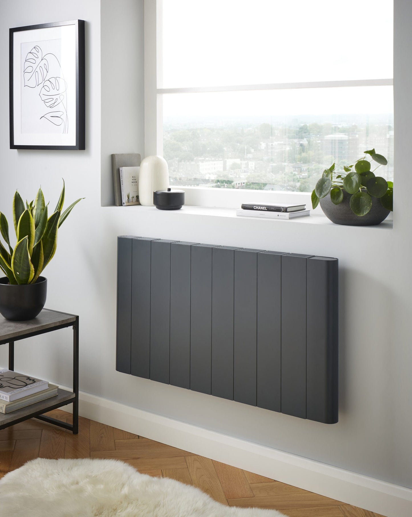 Capri Electric Aluminium Panel Heater 2000W Horizontal 500 x 907mm - Anthracite