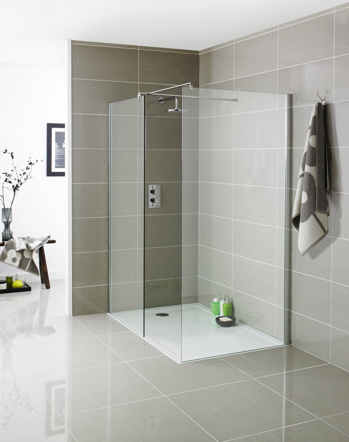 KV8 Wetroom Screen 760x2000mm (GLASS ONLY) Profile and Support Arm Sold separately