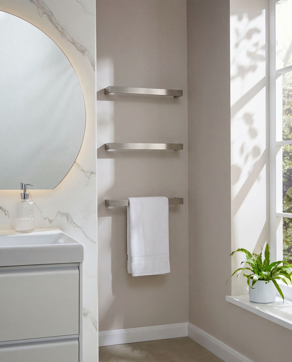 Singola Dry Electric Towel Rail 500mm - Brushed Nickel