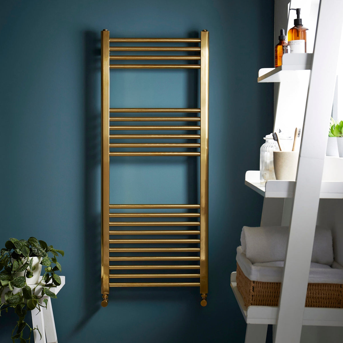 22mm Straight Towel Rail 500mm x 800mm - Brushed Brass
