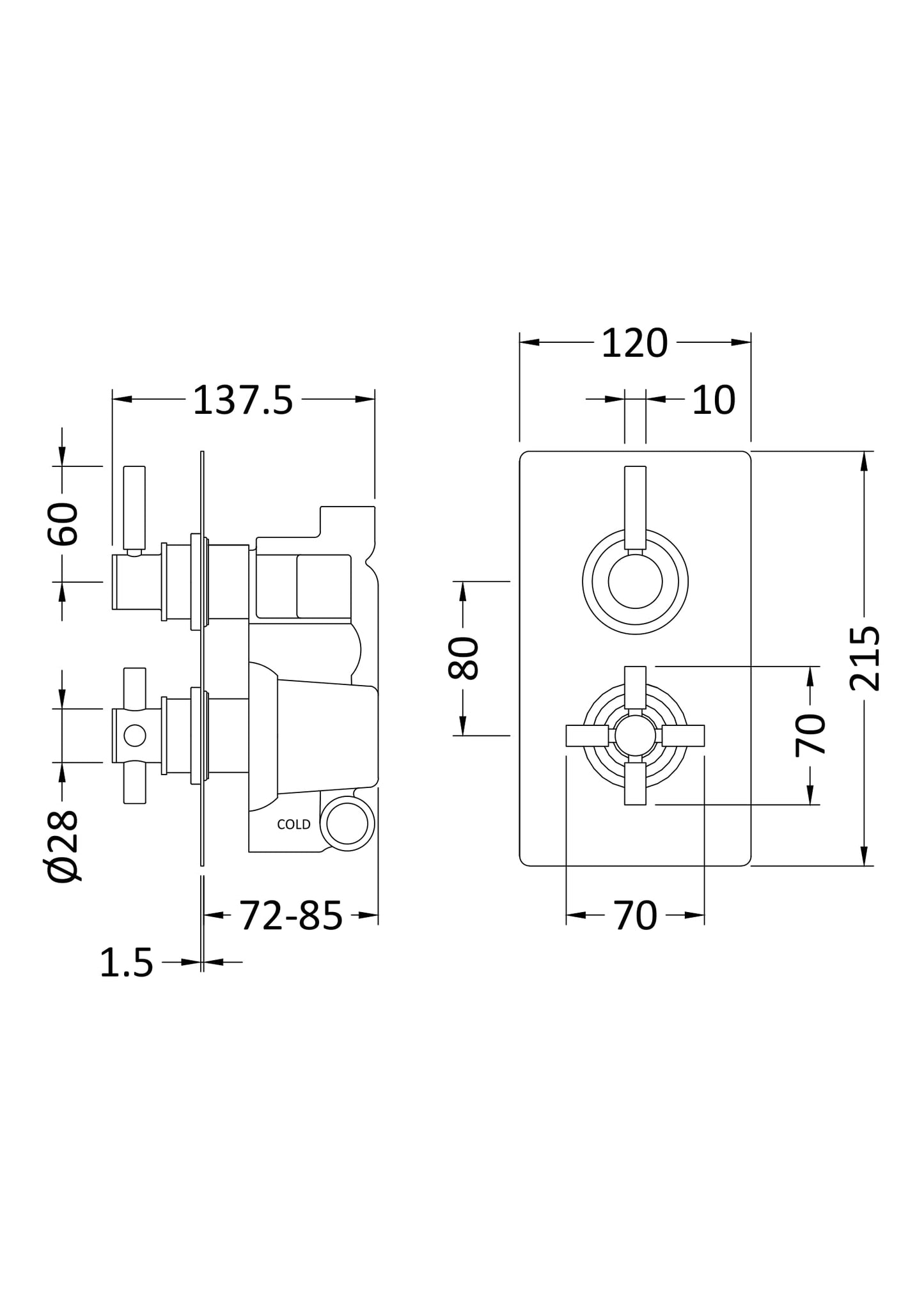 Tec Pura Twin Thermostatic Shower Valve Matt Black