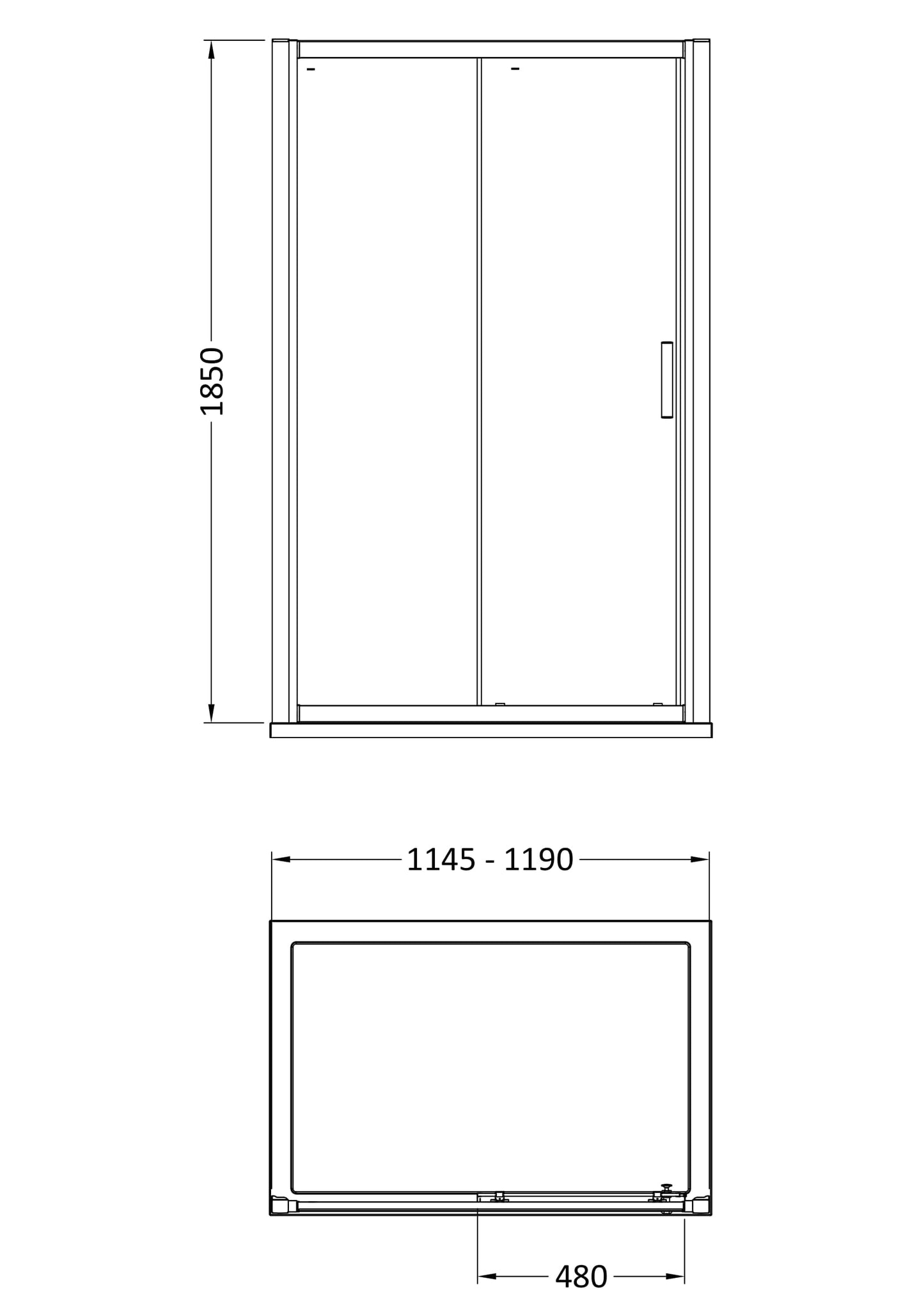 Pacific 1200mm Single Sliding Door 6mm Glass
