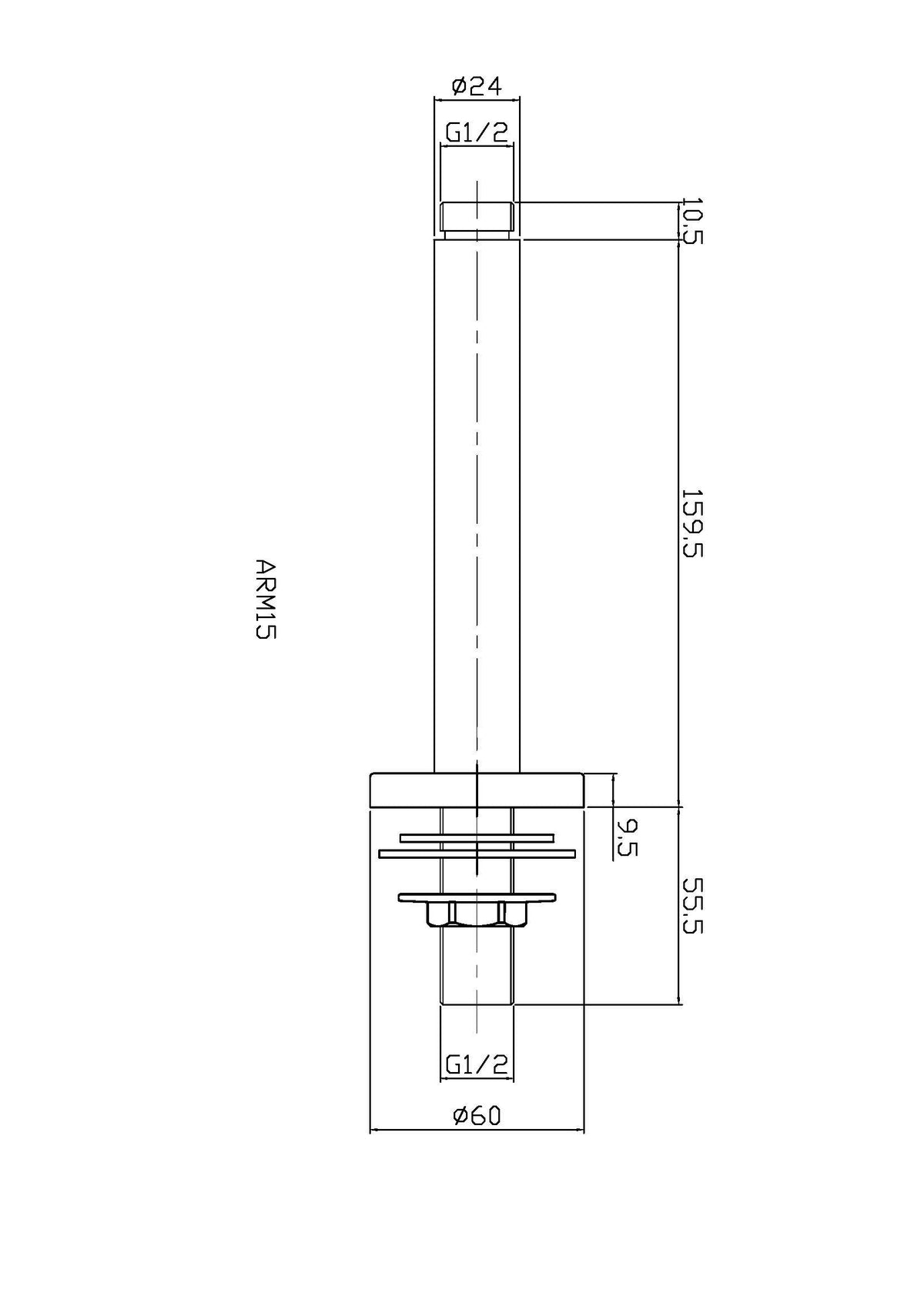 Fixed Shower Heads Wall-Mounted Arm Brushed Brass