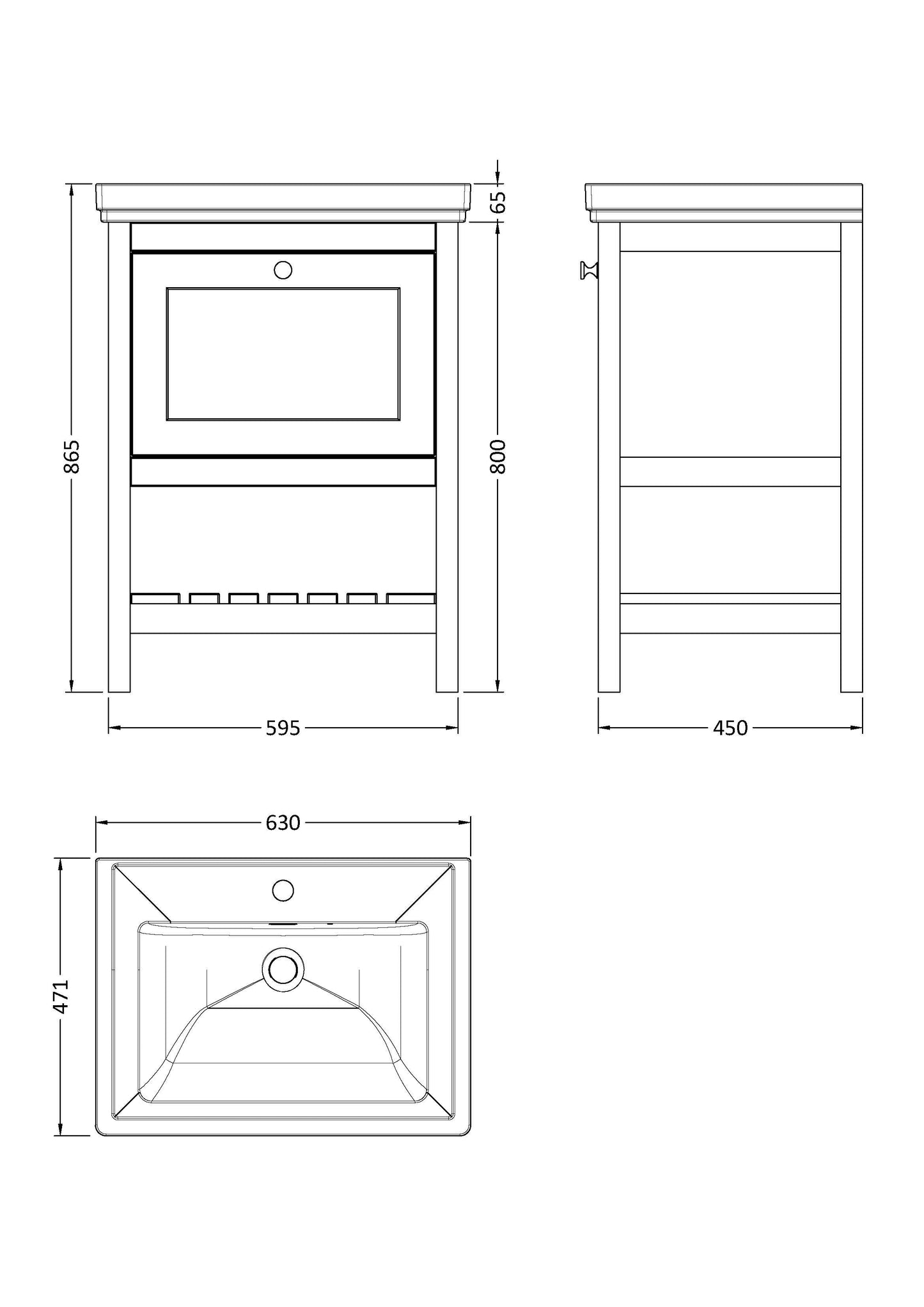 Hudson Reed Bexley 600mm Fern Green Floor Standing Vanity Unit with 1 Tap Hole Basin