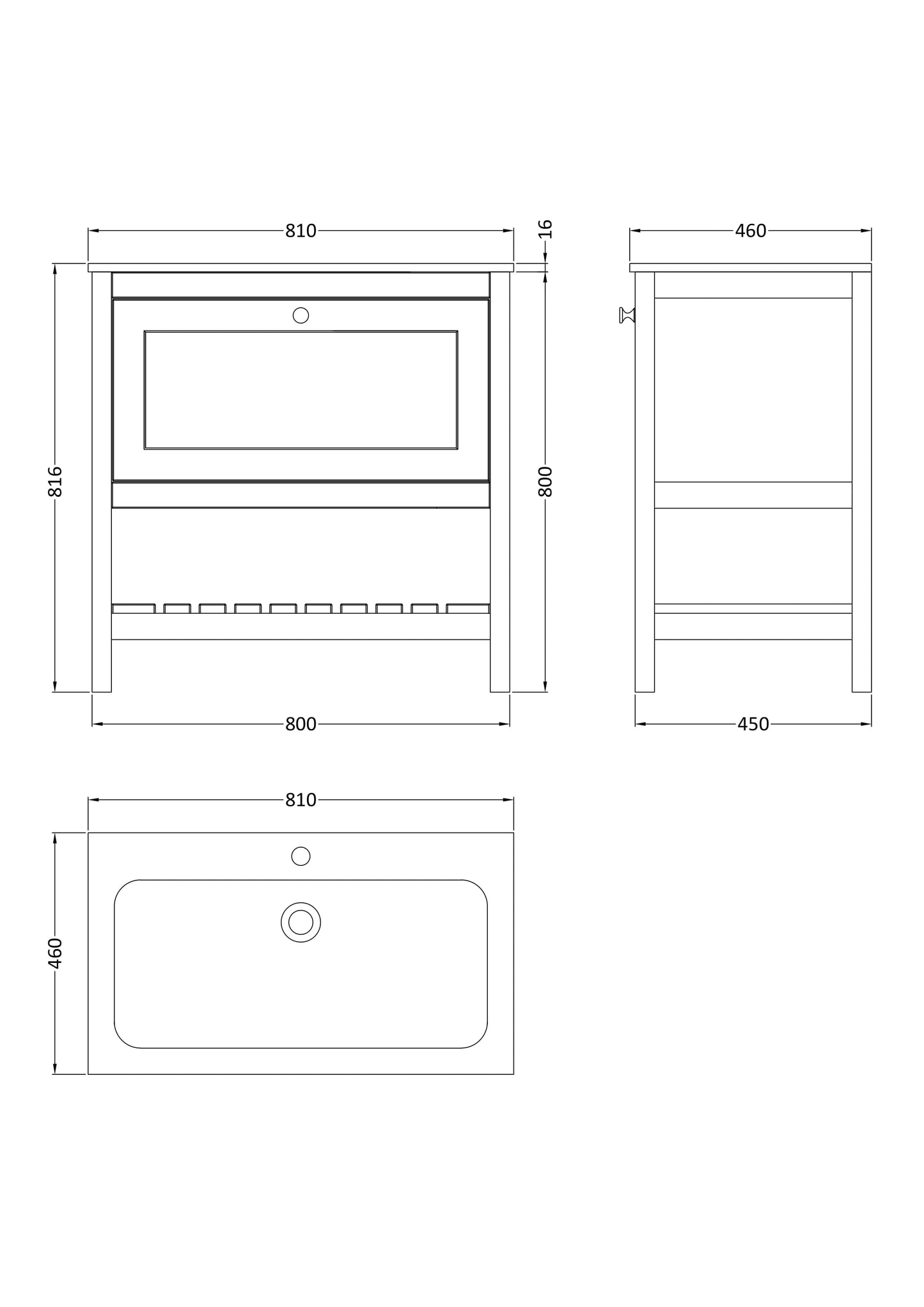 Bexley Floor Standing 1 Drawer Vanity & 1 Tap Hole Stone Basin, 800mm - Fern Green