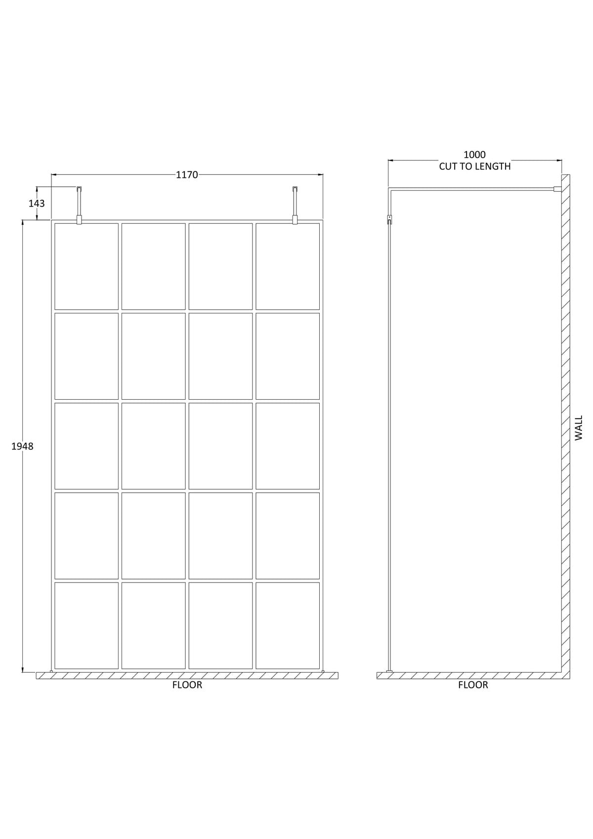 1200mm Frame Screen with Arms and Feet