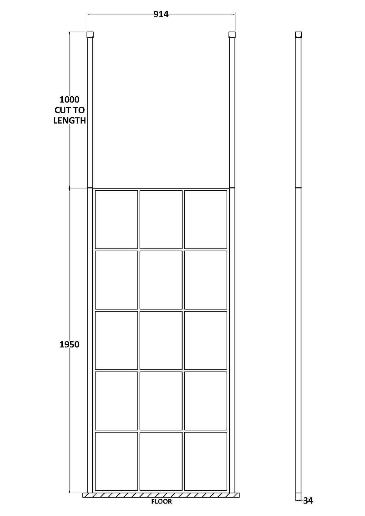 900mm Frame Screen With Ceiling Posts
