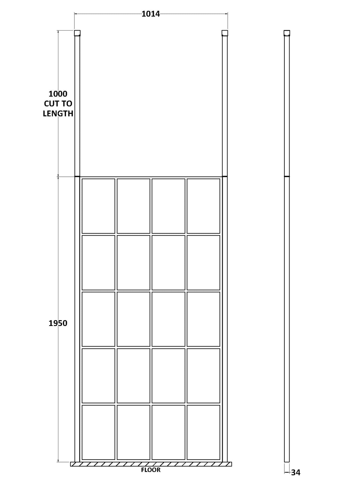 1000mm Frame Screen With Ceiling Posts
