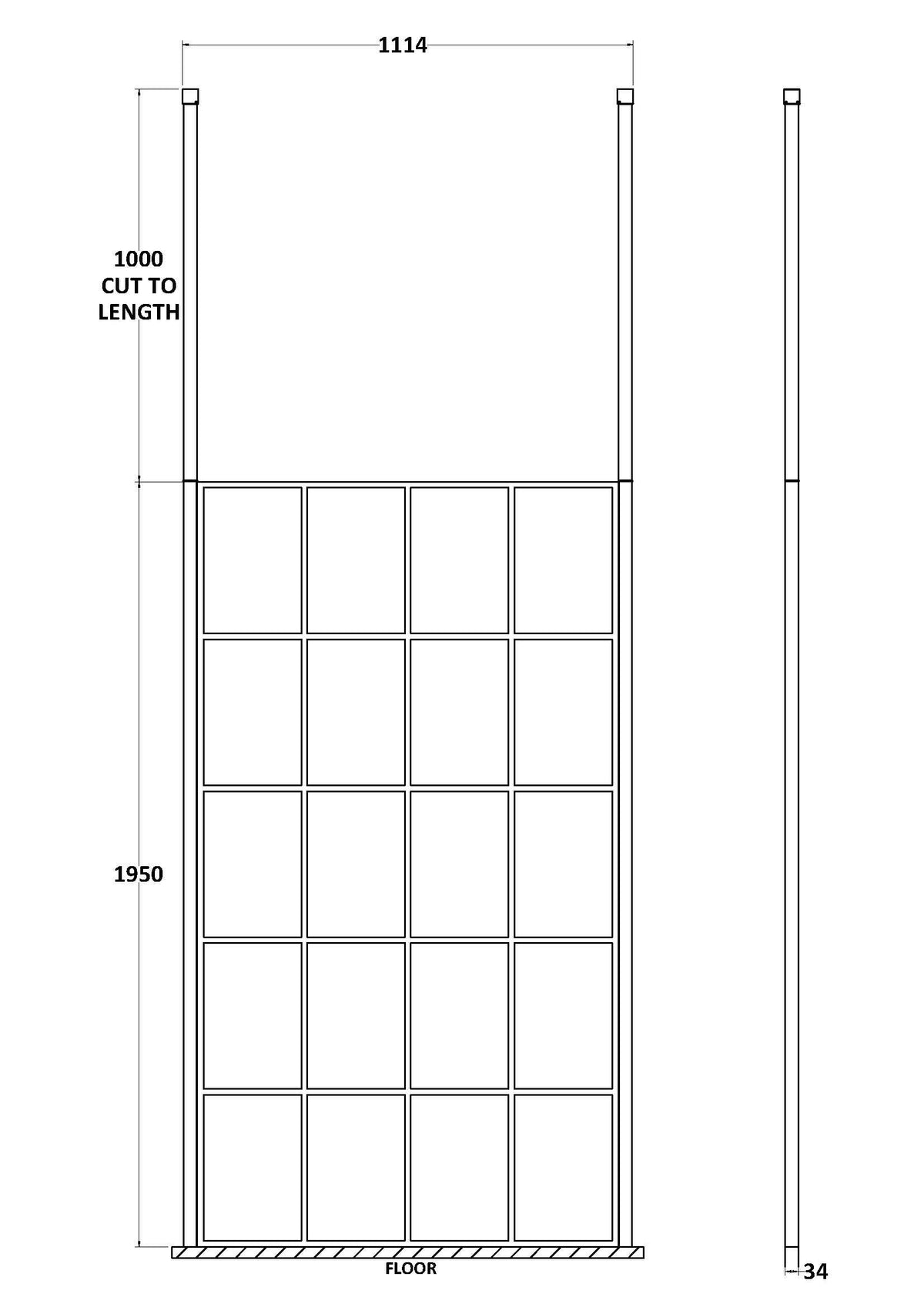 1100mm Frame Screen With Ceiling Posts
