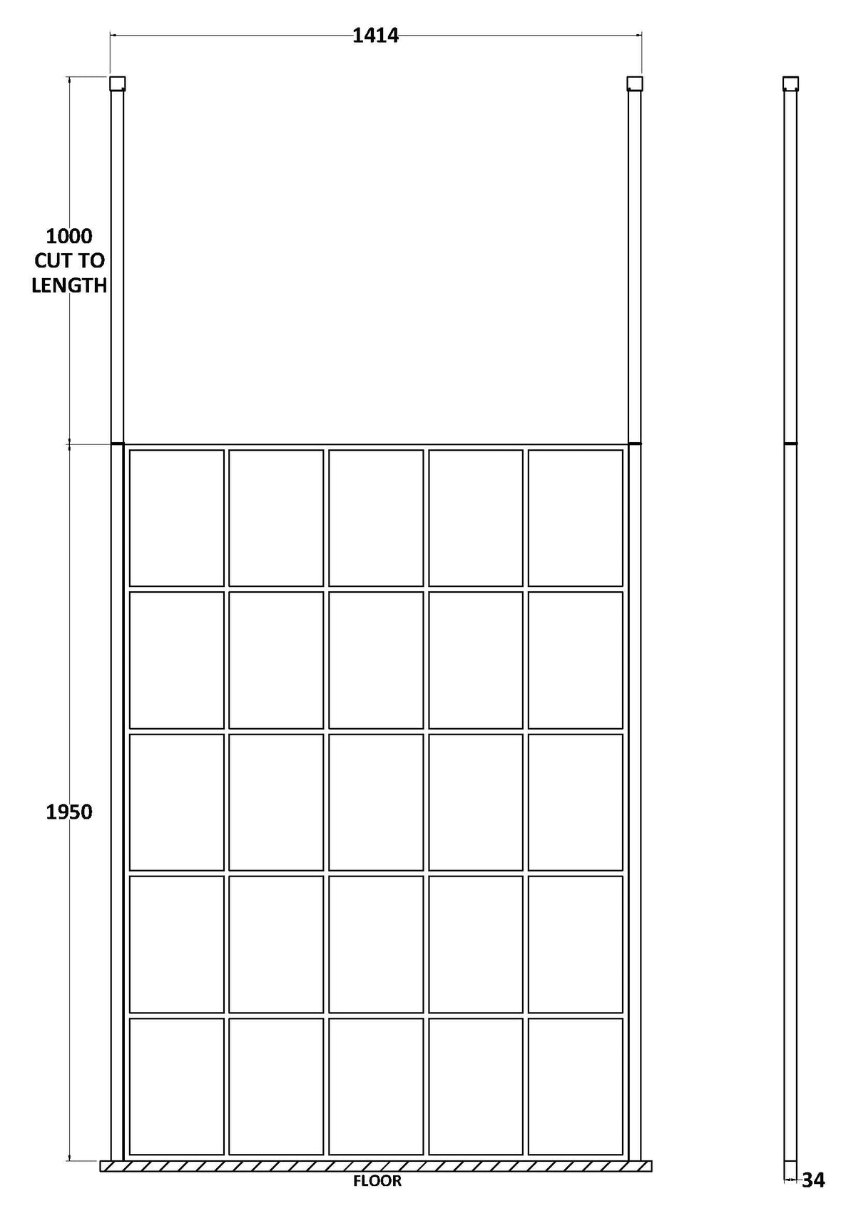 1400mm Frame Screen With Ceiling Posts