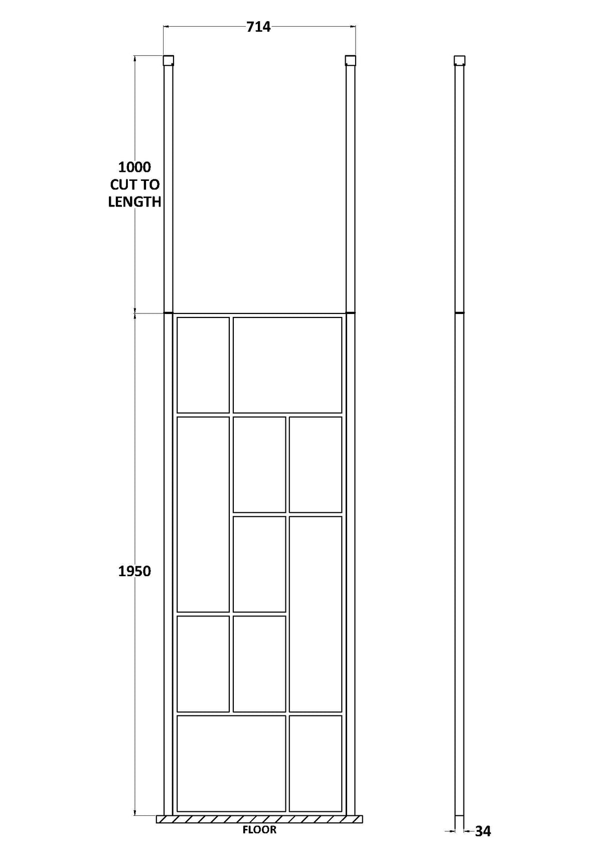 Abstract 700mm Frame Wetroom Screen with Ceiling Posts