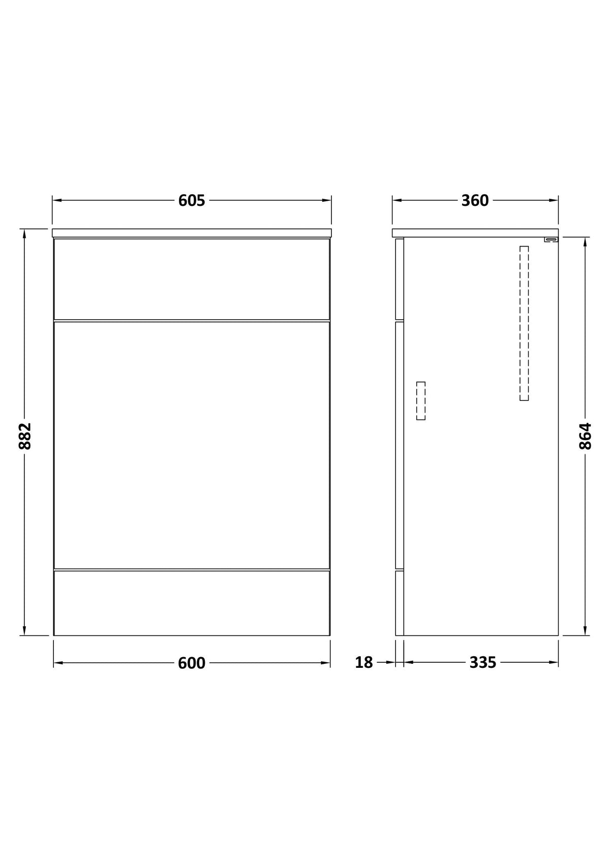 Hudson Reed Fusion 600mm Floor Standing Toilet Unit With Coordinating Top