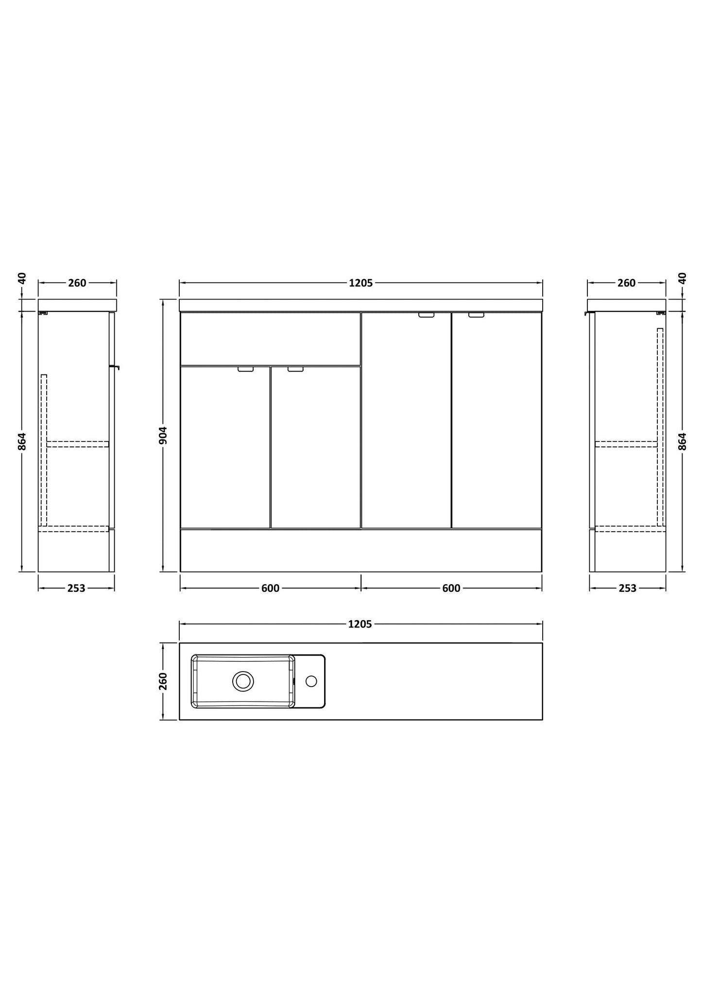 Hudson Reed Fusion 1200mm Bleached Oak Compact Basin Combination Unit