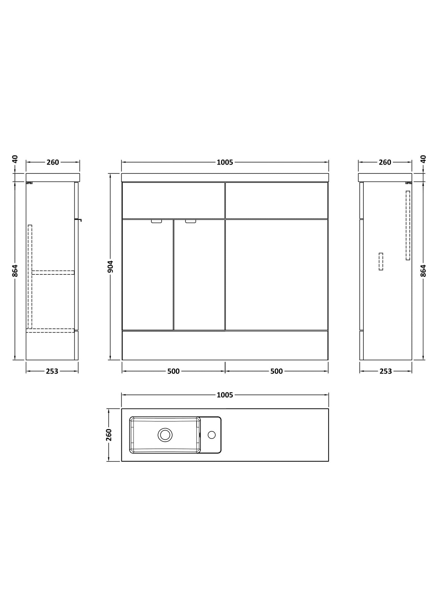 Hudson Reed Fusion 1000mm Anthracite Woodgrain Floor Standing Vanity Unit & Toilet Combination With Handles