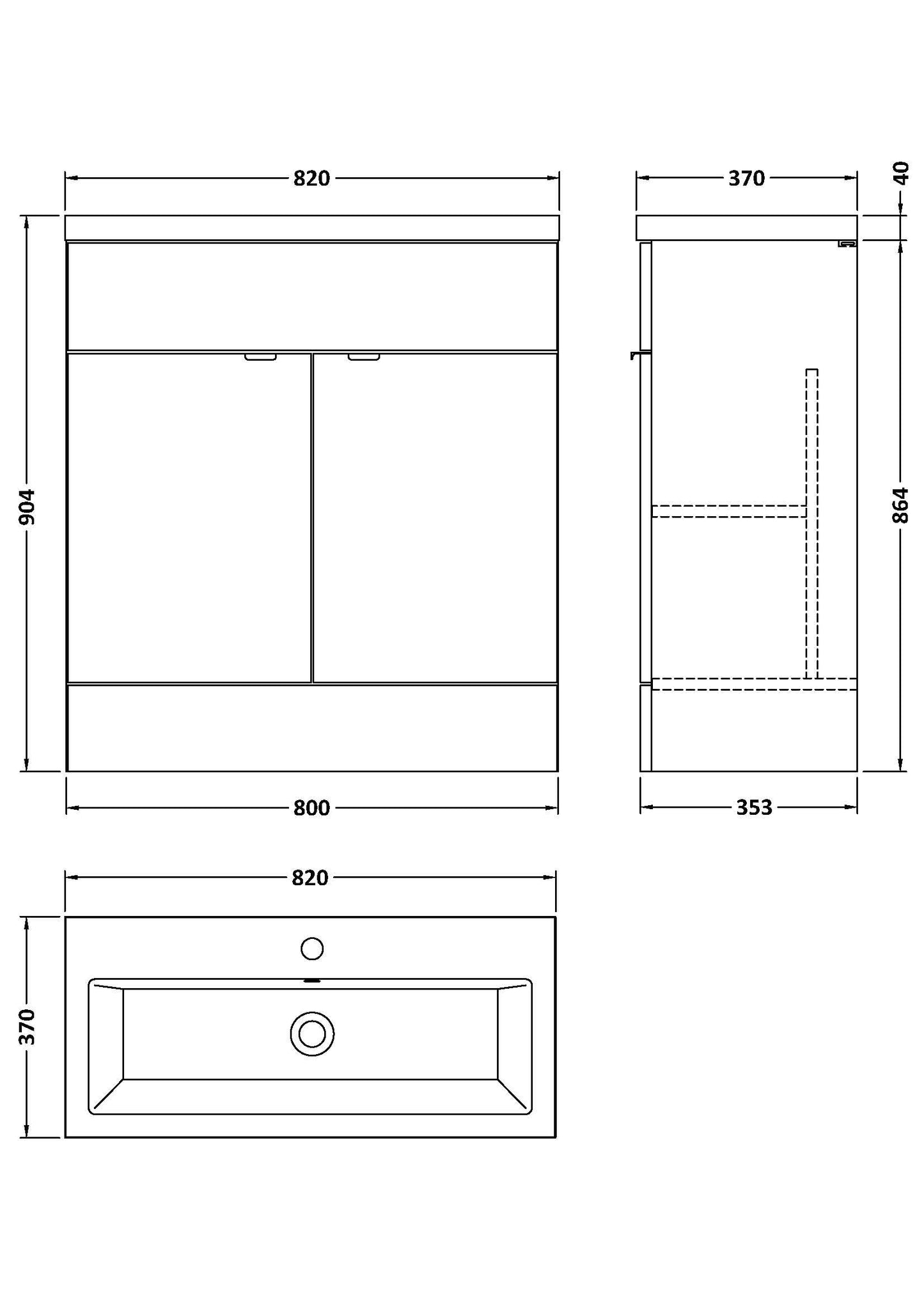 Hudson Reed Fusion 800mm Floor Standing 2 Door Vanity Unit With Ceramic Basin
