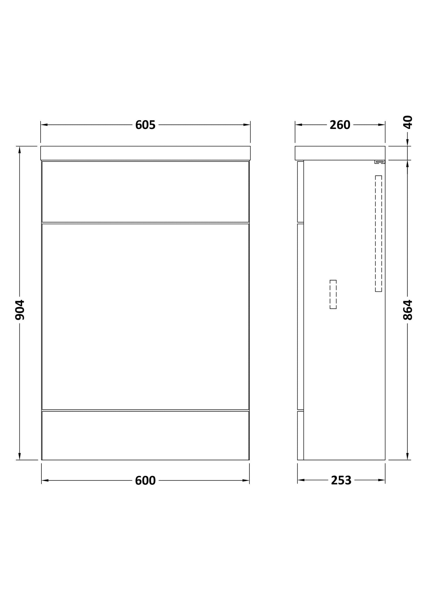 Hudson Reed Fusion 600mm Compact Gloss Grey Floor Standing Toilet Unit With Polymarble Top