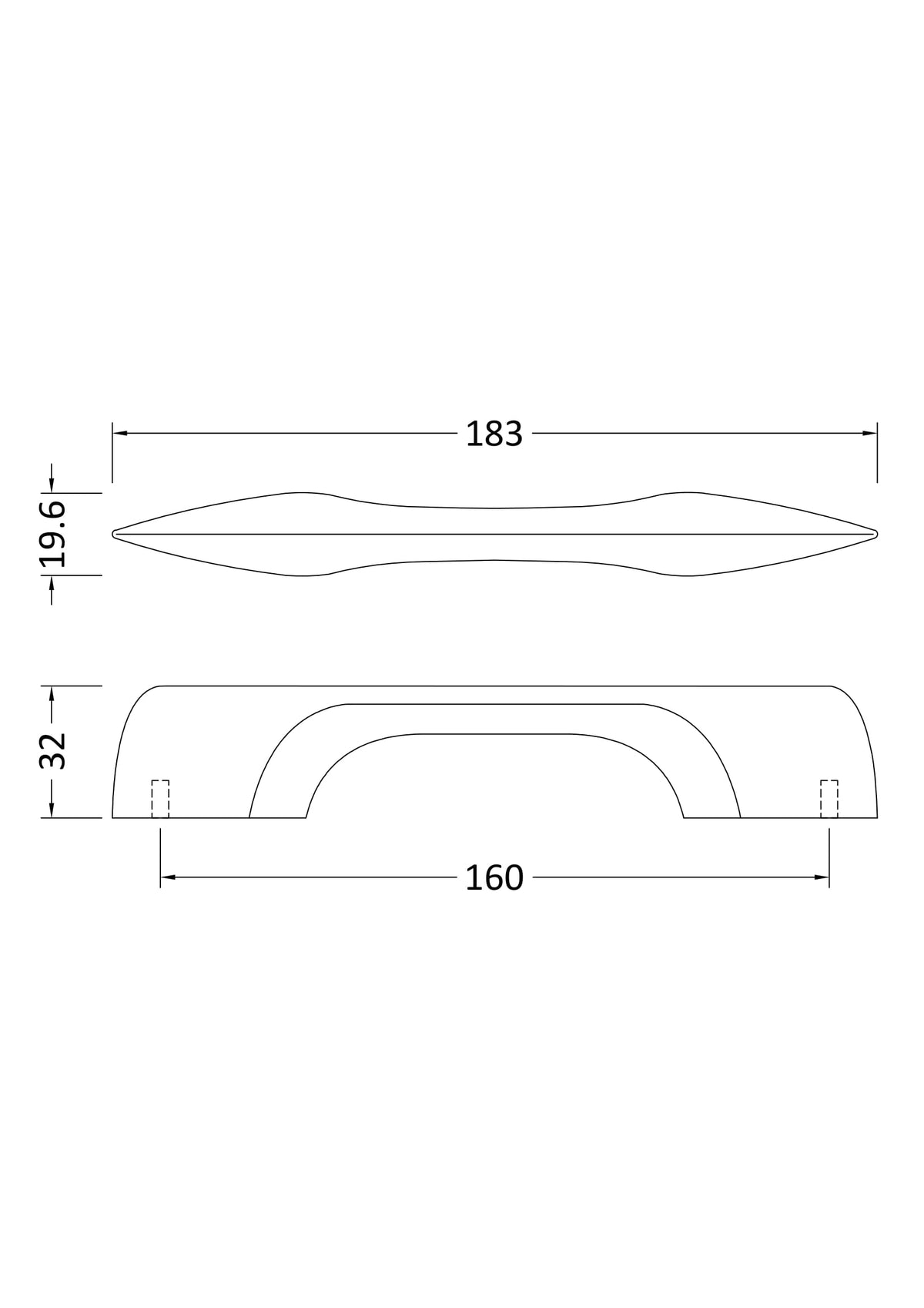 Handles D Shaped Handle 160mm Centres
