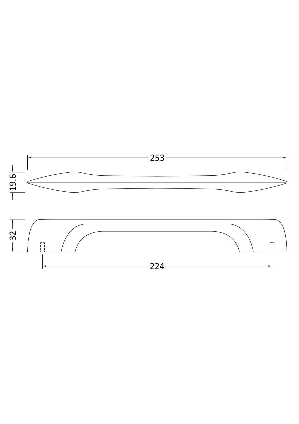 Handles D Shaped Handle 224mm Centres