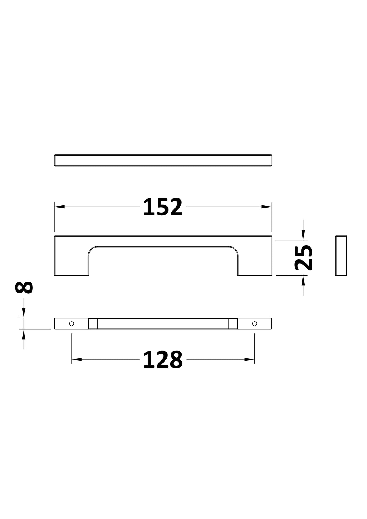 150mm Slim Line D Handle