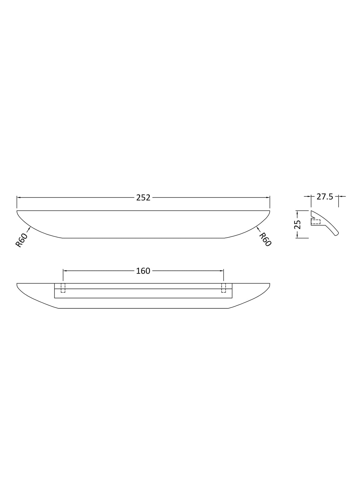 Handles Finger Pull Handle 160mm Centres