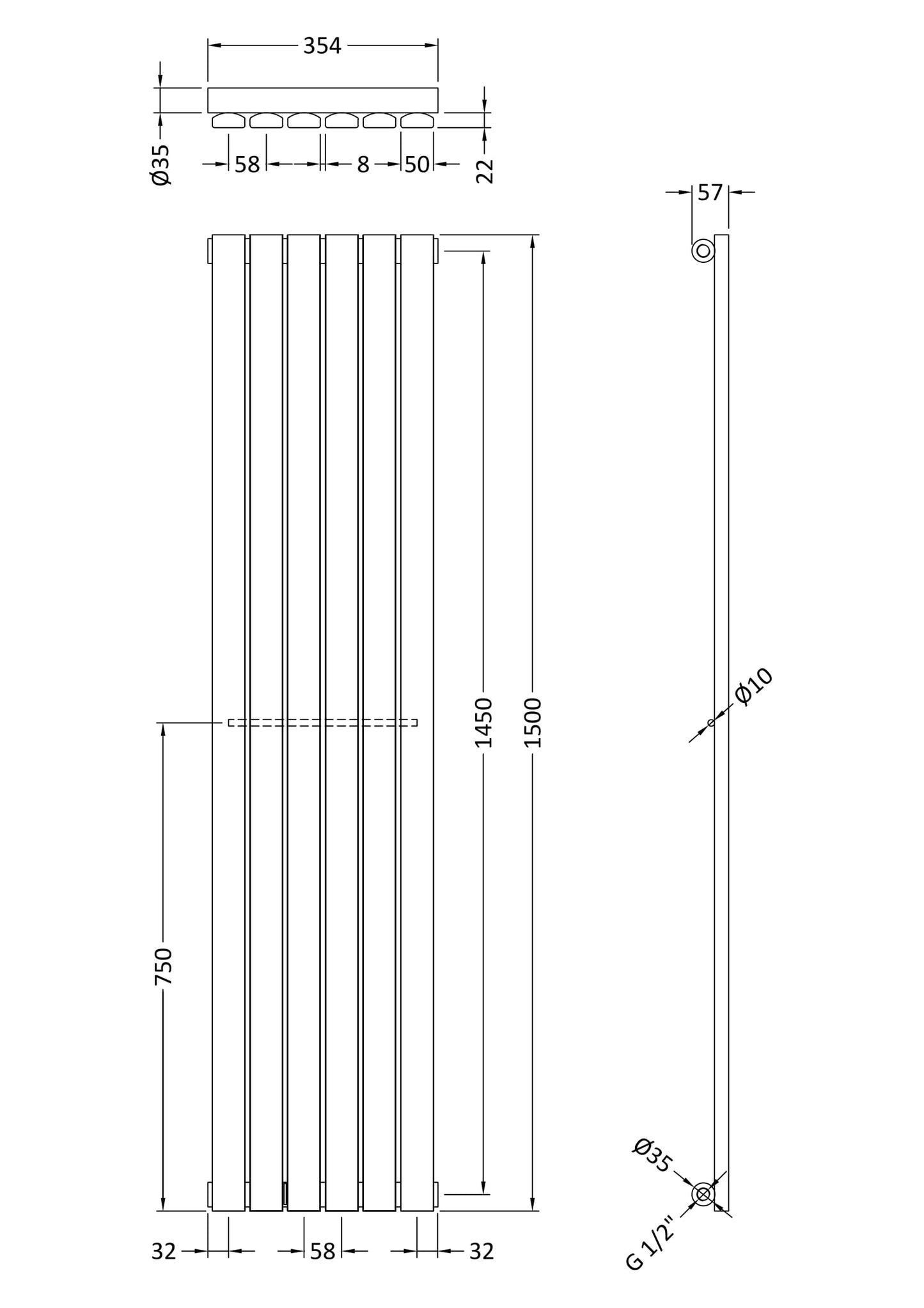 Vertical Single Panel 1500 x 354mm