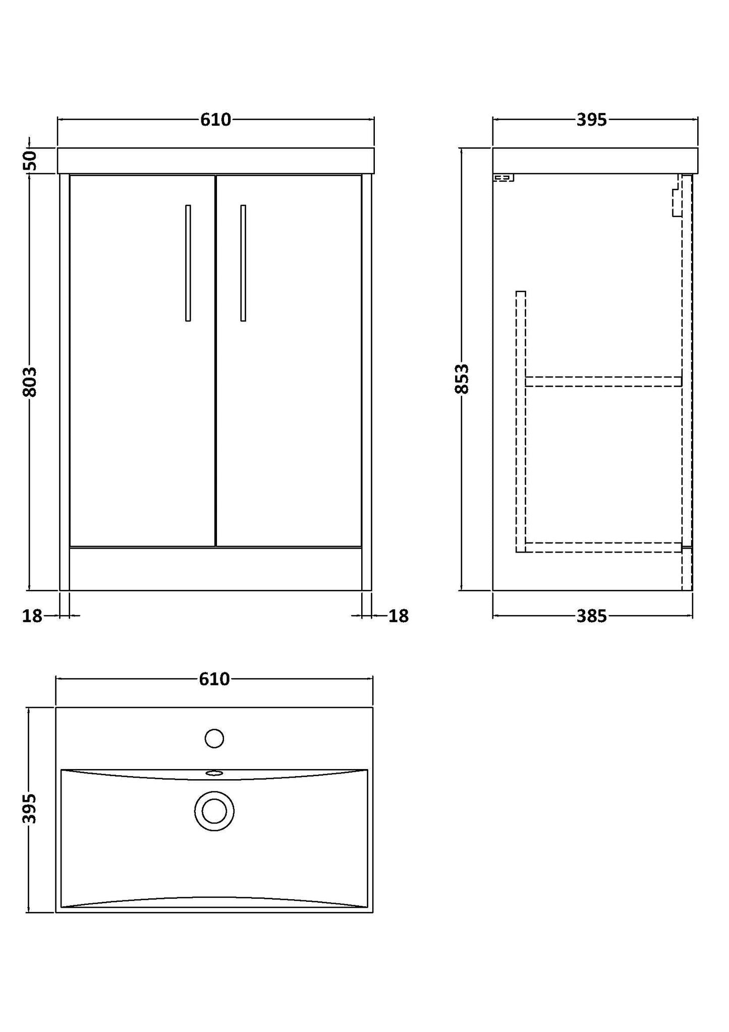 Hudson Reed Juno 600mm Autumn Oak Floor Standing 2-Door Vanity Unit with 1 Tap Hole Basin