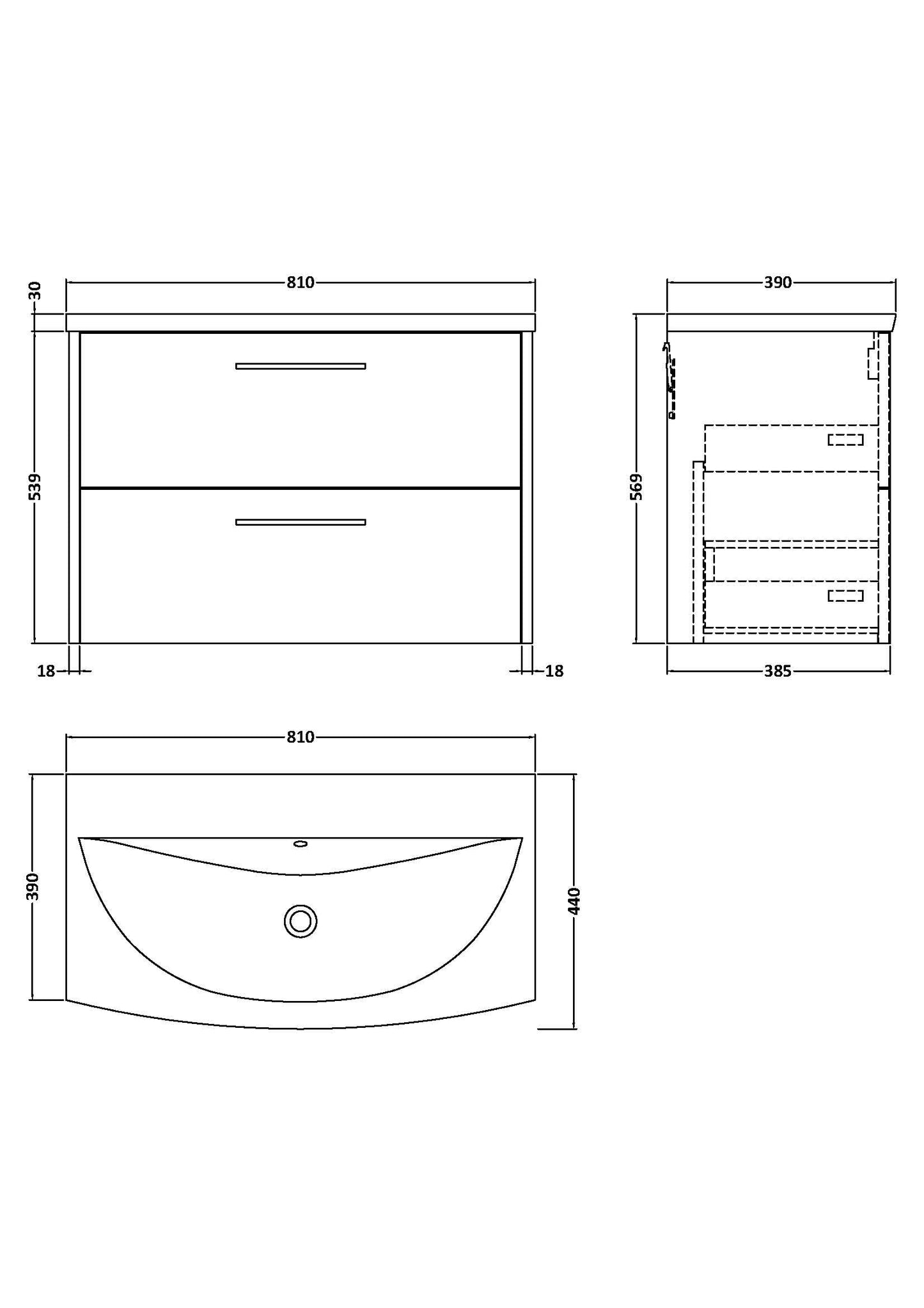 Hudson Reed Juno 800mm Midnight Blue Wall Hung 2-Drawer Vanity Unit & Basin With Handles