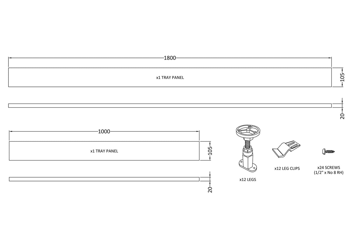 Hudson Reed 1700mm Leg Set With 1000mm Plinth Kit