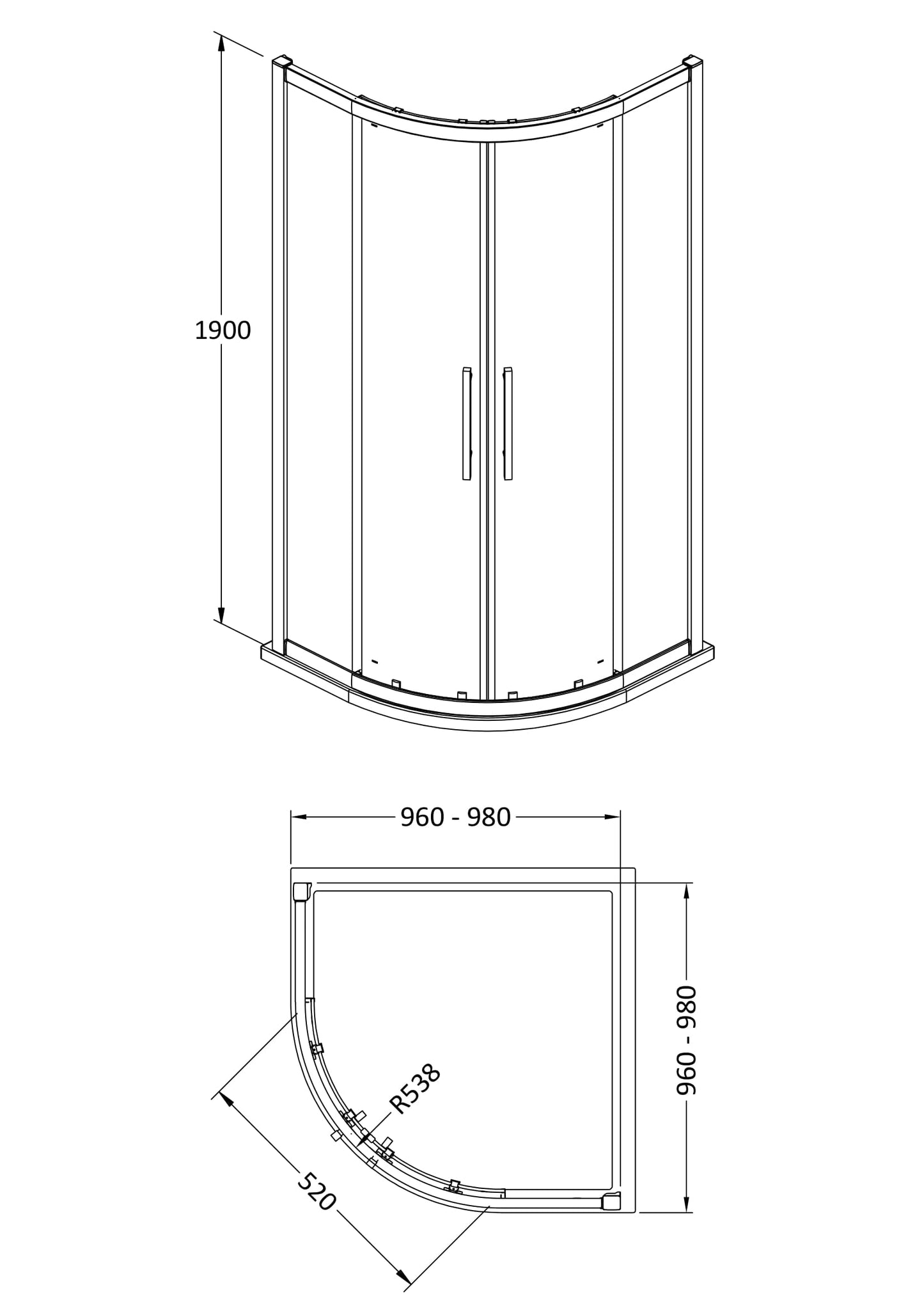 Hudson Reed Apex 1000mm Quadrant 8mm Shower Enclosure