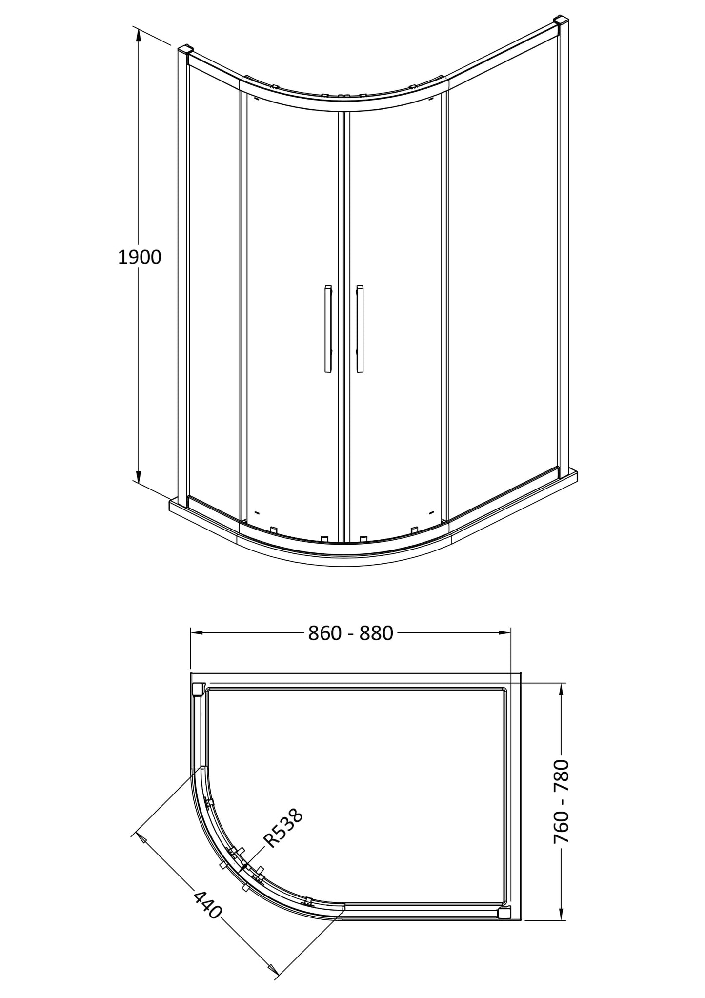 Hudson Reed Apex 900 x 800mm Offset Quadrant Enclosure