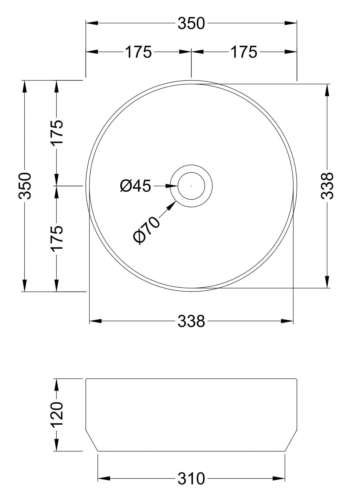 Round Vessel 350 x 350 x 120mm