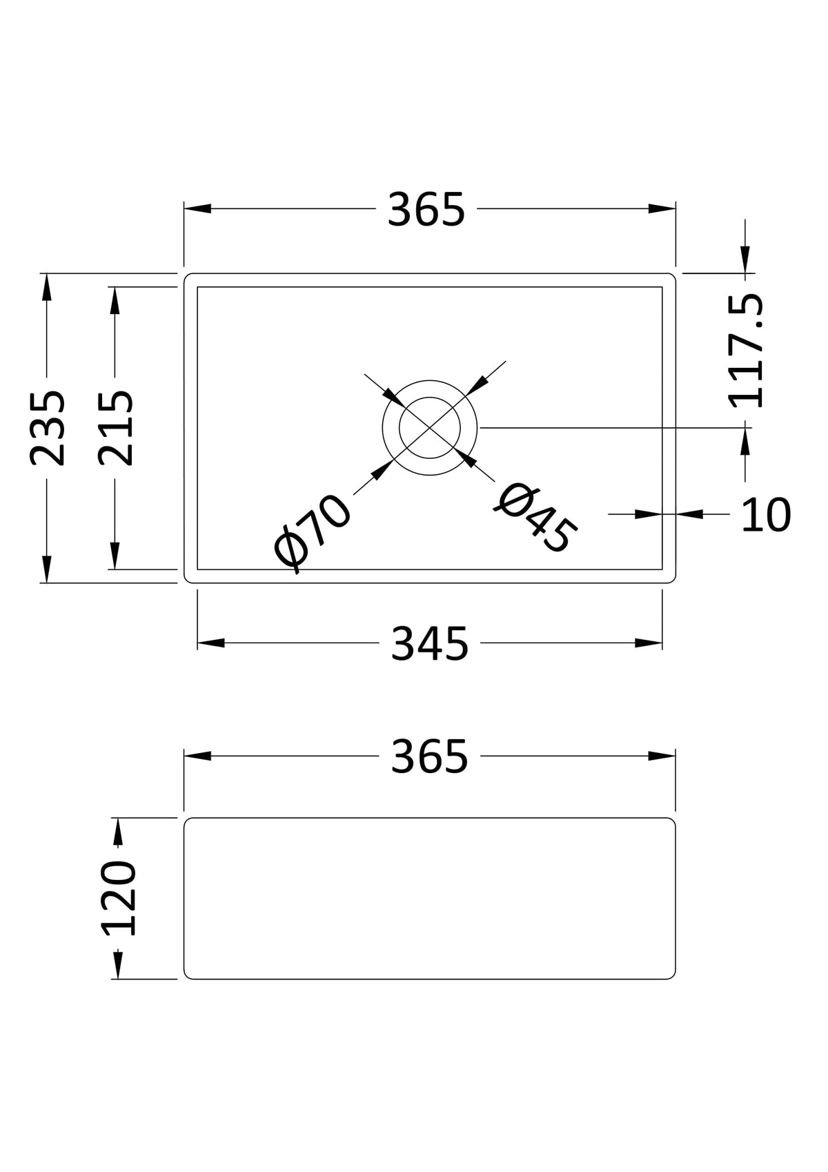 Rectangular Vessel 365 x 235 x 120mm