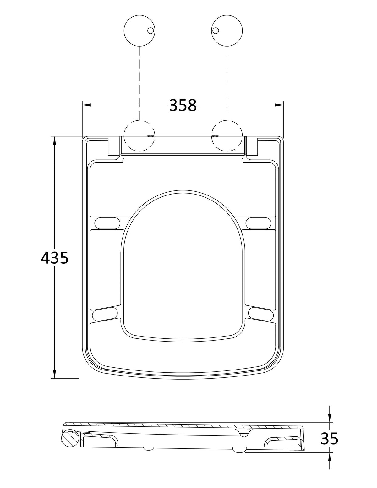 Hudson Reed Square Gloss White Soft Close Toilet Seat