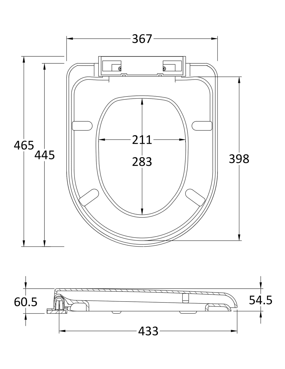 Toilet Seats D Shaped Top Fix Soft Close Toilet Seat