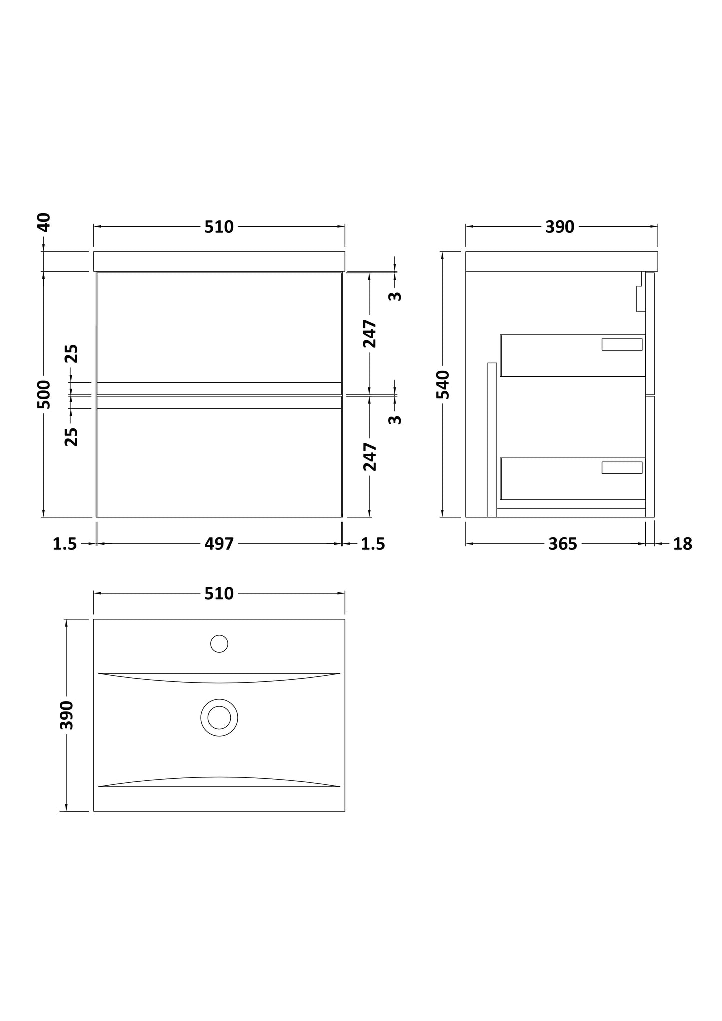 Hudson Reed Urban 500mm Satin Grey Wall Hung 2 Drawer Vanity Unit with Basin With Soft Close Drawers