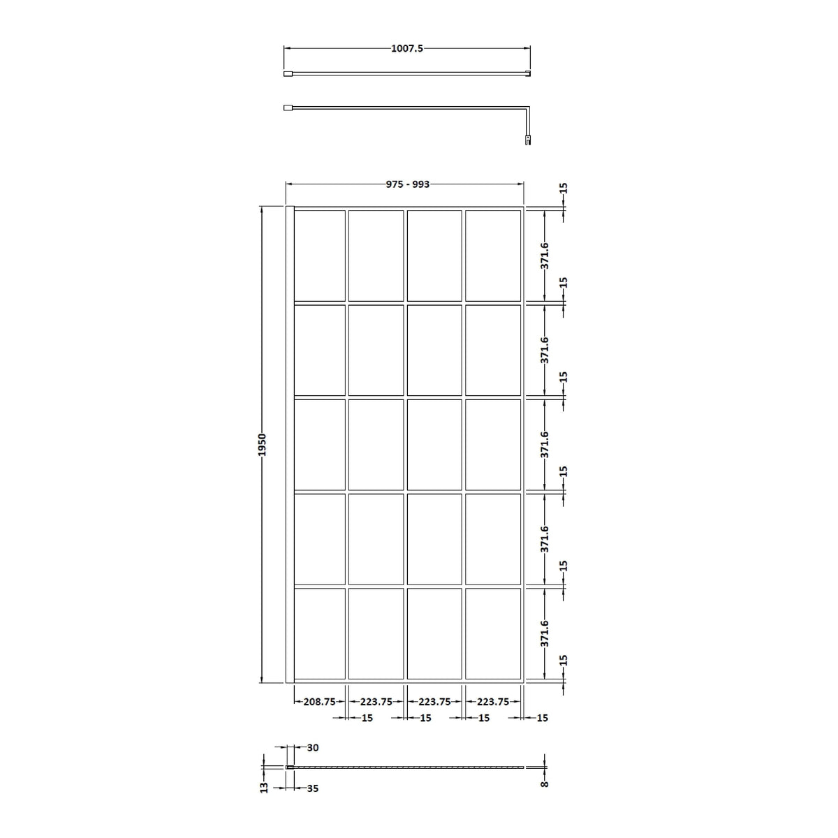 1000mm Framed Wetroom Screen