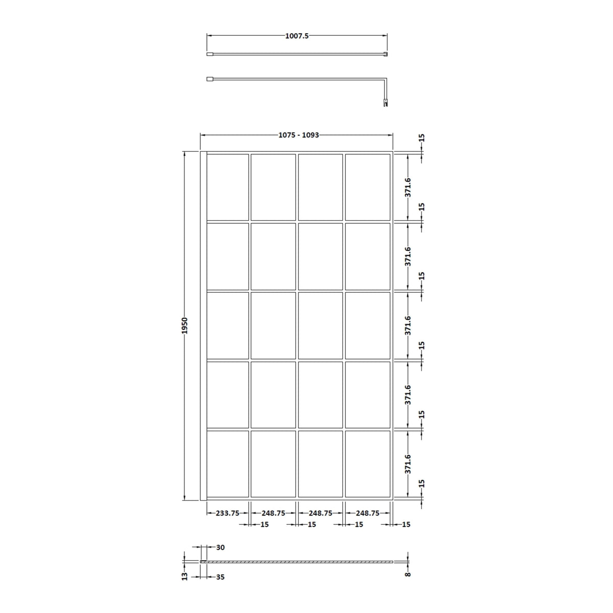 1100mm Framed Wetroom Screen