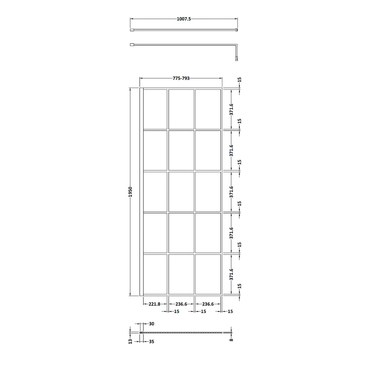 800mm Framed Wetroom Screen