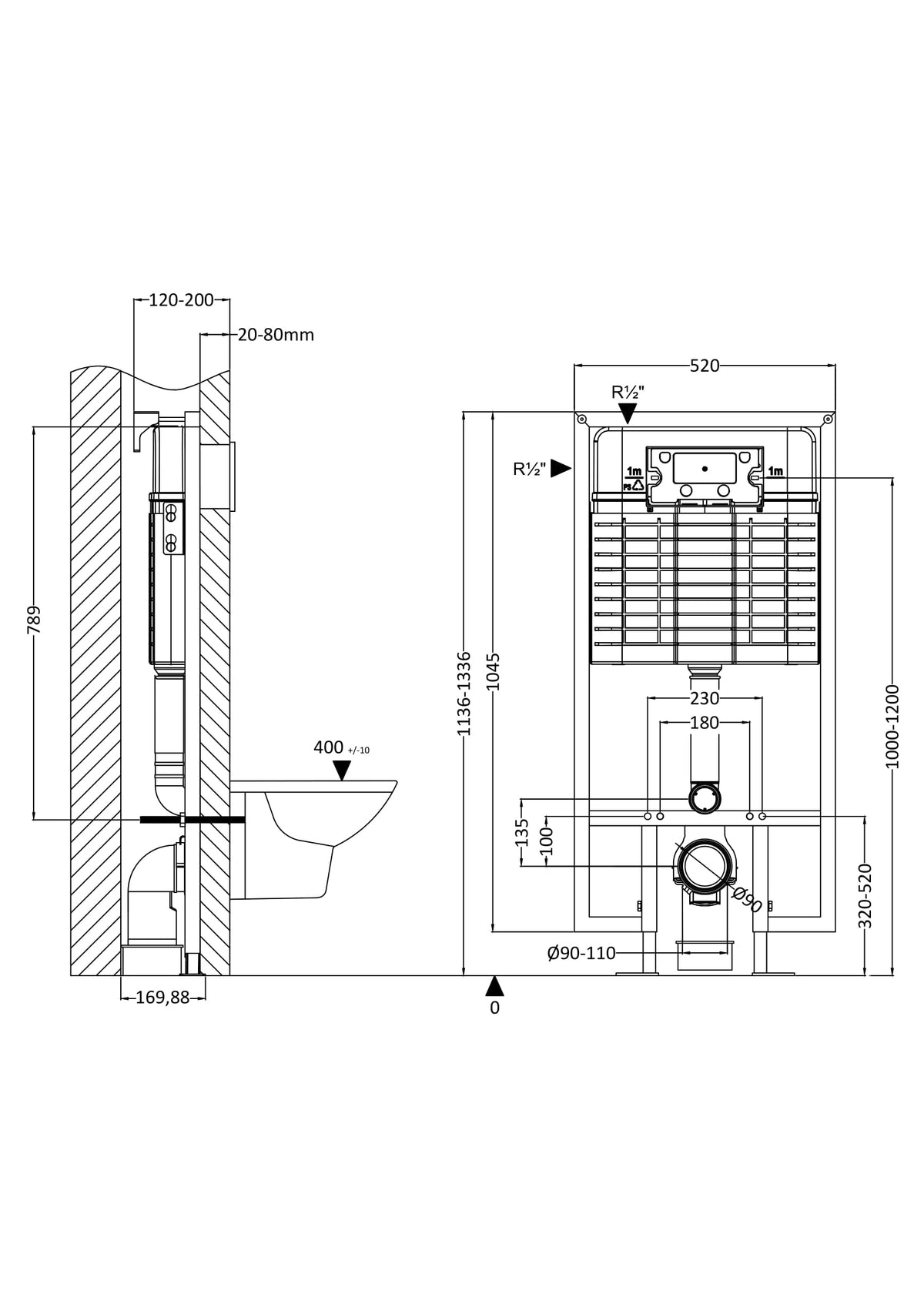 Dual Flush Concealed Cistern With Frame