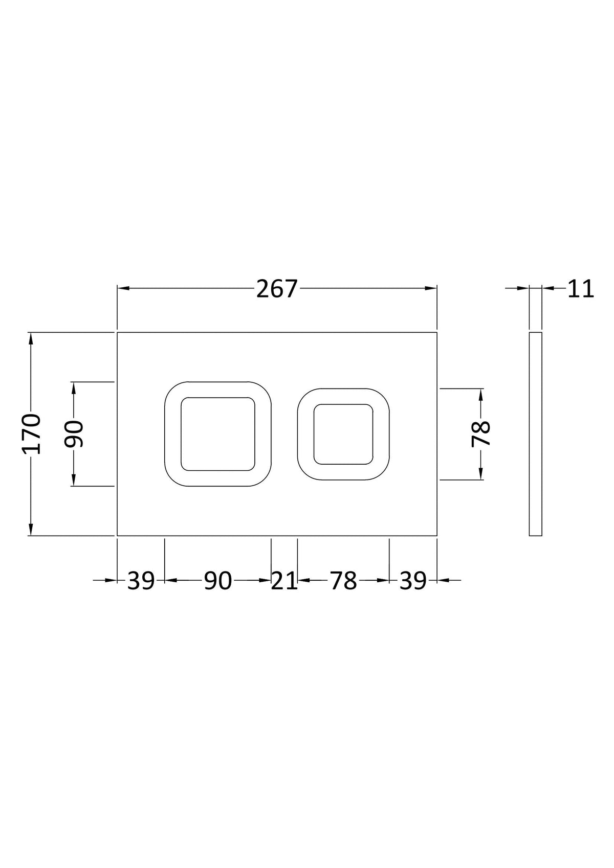 Brushed Brass Square Dual Flush Push Button