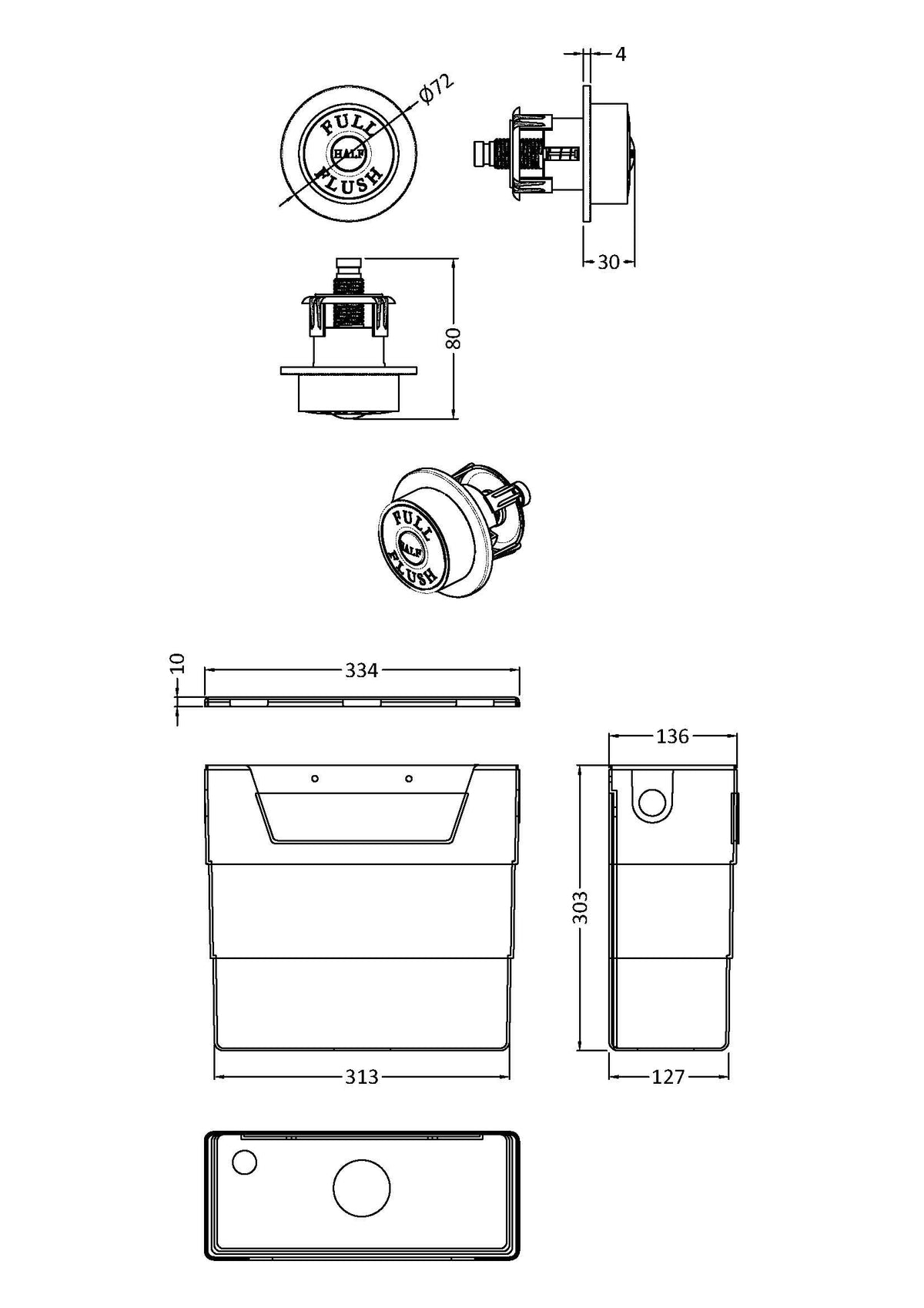 Hudson Reed Concealed Cisterns And Frames Brushed Brass Traditional Cistern With Brushed Brass Flush Plate