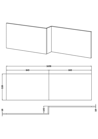Square Shower Bath Front Panel - Fern Green