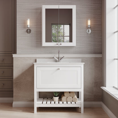 Bexley Floor Standing 1 Drawer Vanity & Single Bowl 1 Tap Hole Marble Top, 800mm