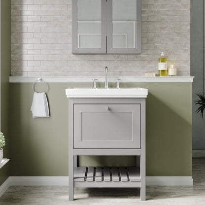 Hudson Reed Bexley 600mm Cool Grey Floor Standing 1 Drawer Vanity Unit with 3 Tap Hole Basin