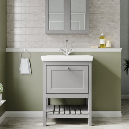 Hudson Reed Bexley 600mm Traditional Cool Grey 1 Drawer Floor Standing Vanity Unit With Basin