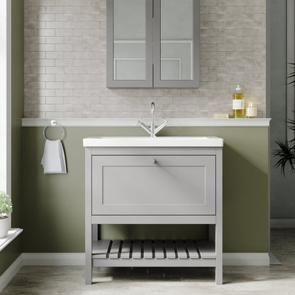 Hudson Reed Bexley Traditional 800mm Cool Grey 1 Drawer Floor Standing Vanity Unit with Basin