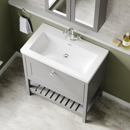 Hudson Reed Bexley Traditional 800mm Cool Grey 1 Drawer Floor Standing Vanity Unit with Basin