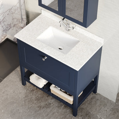 Bexley Floor Standing 1 Drawer Vanity & Single Bowl 1 Tap Hole Marble Top, 800mm