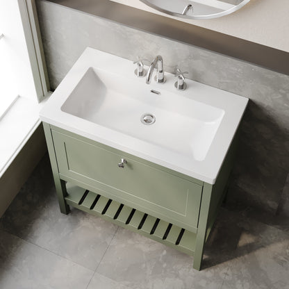 Hudson Reed Bexley 800mm Floor Standing 1 Drawer Vanity Unit with 3 Tap Hole Basin